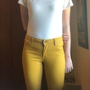 Yellow mid-rise jeans